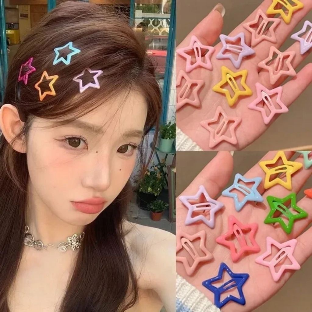 Jual [LINGKA PLASTIK] Jepit Rambut Star Bintang Isi 10 PCS WARNA WARNI ...