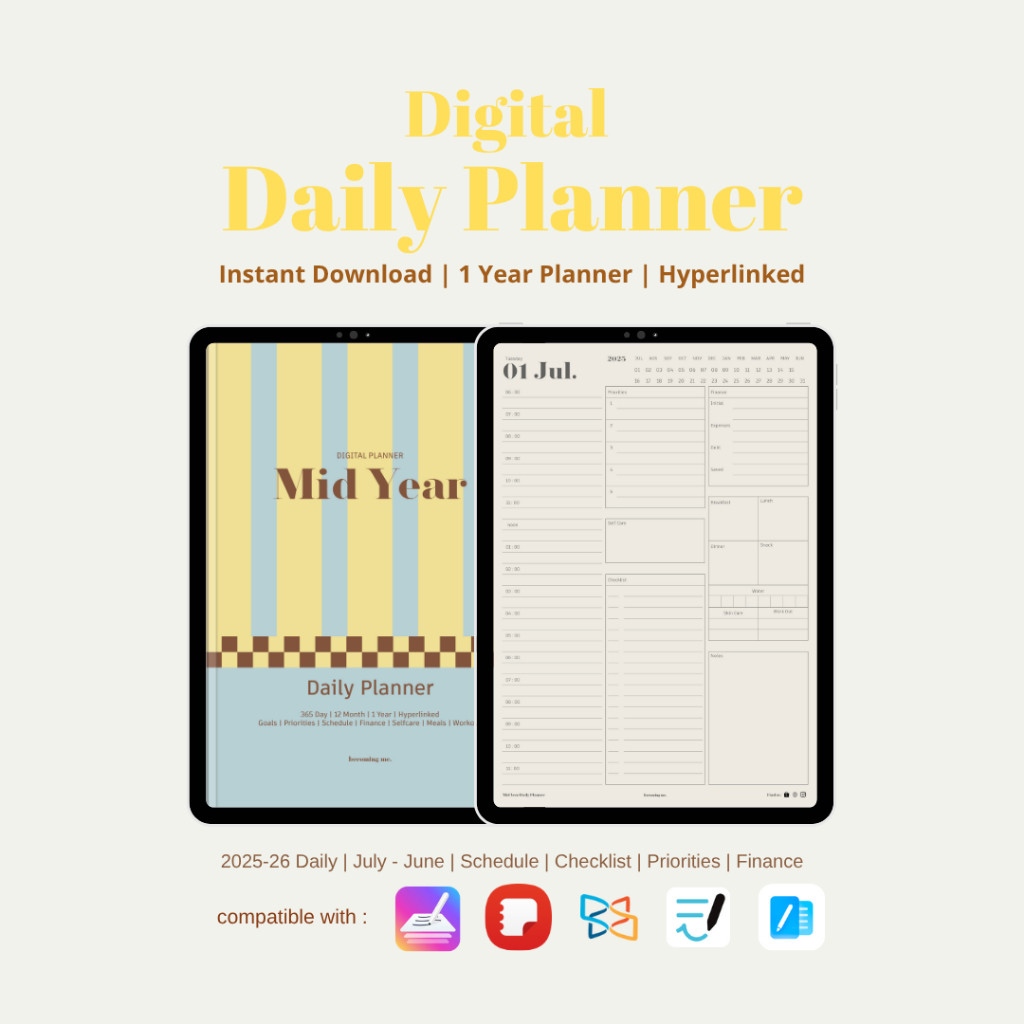 Jual Mid Year 2025-2026 Daily Digital Planner - Bullet Journal Digital ...