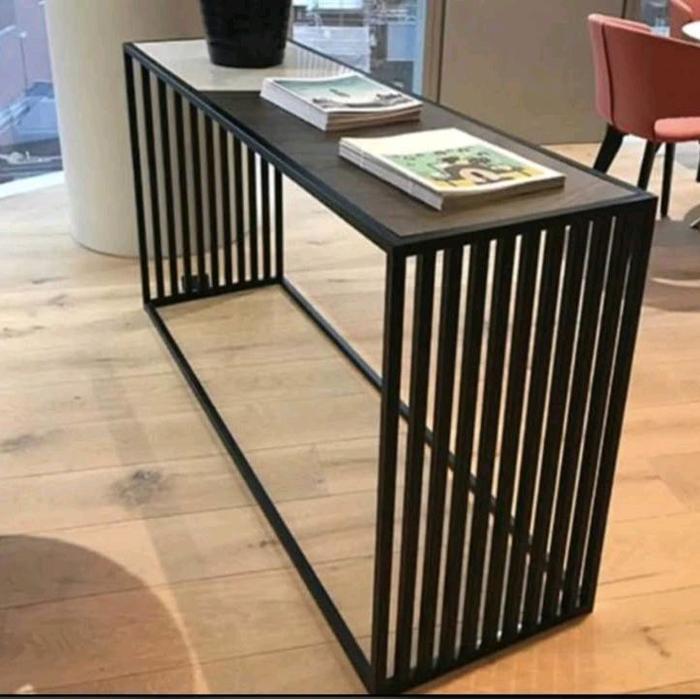 Jual meja cafe ll meja bar ll meja serbaguna rangka besi kombinasi kayu ...