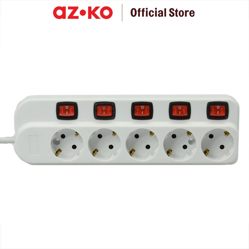 Jual AZKO Krisbow Stop Kontak 5 Socket Dengan Tombol On/Off Kr-4358 ...