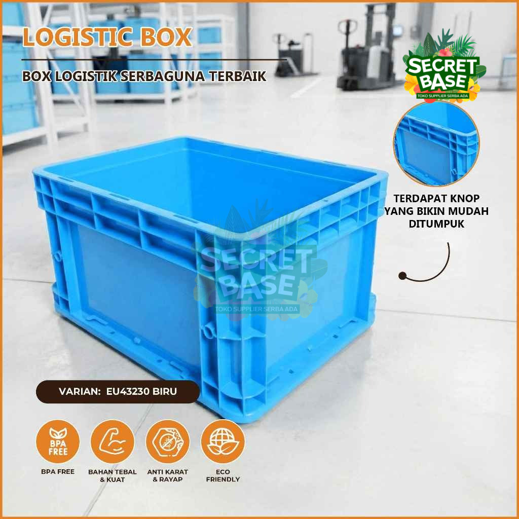 Jual LOGISTIC BOX EU43230 30L Biru - Keranjang Industri / Krat Buntu ...