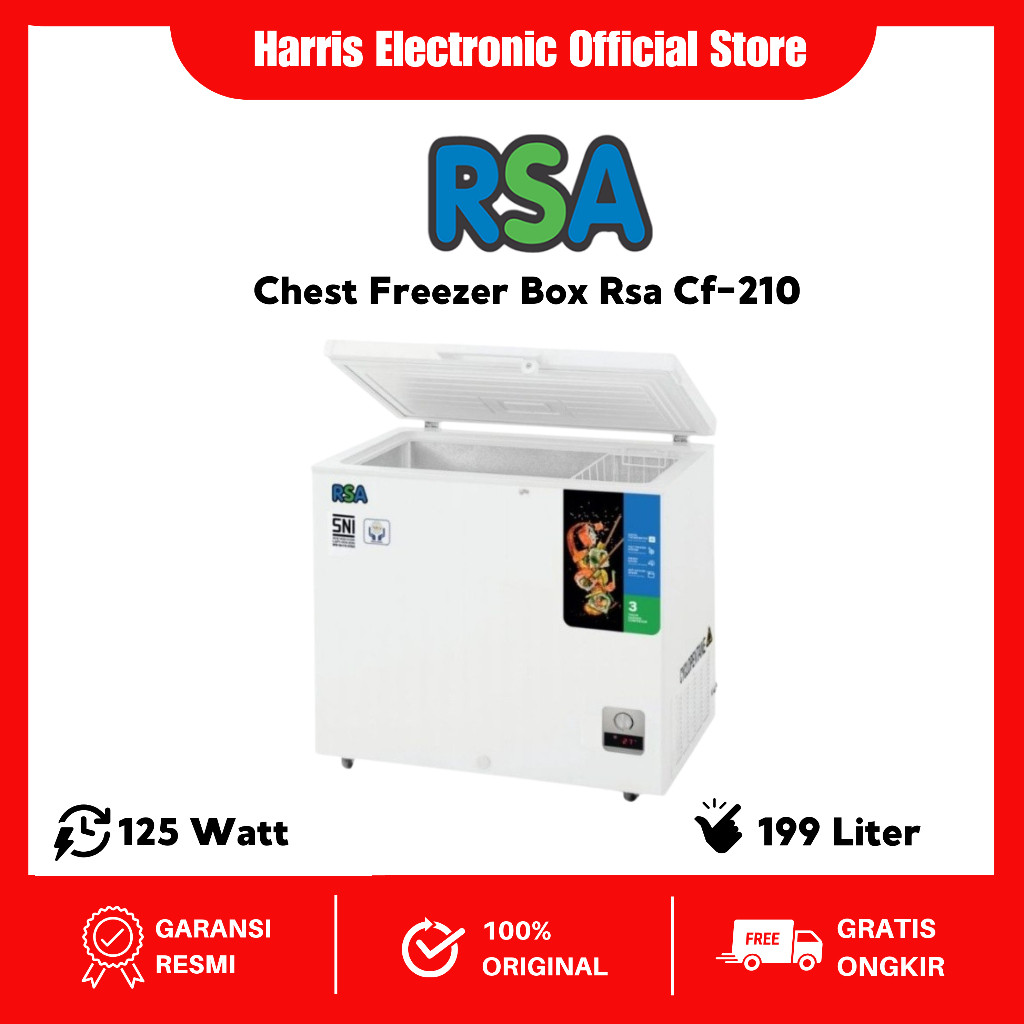 Jual PROMO RSA CHEST FREEZER BOX CF 210 / CF210 199 LITER HAMPIR 200 ...