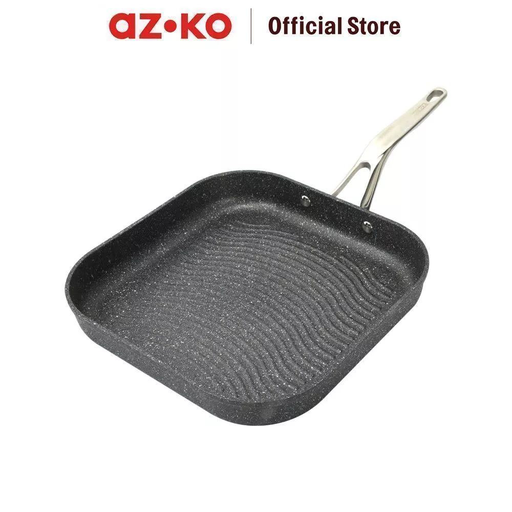 AZKO Starfrit 28 cm The Rock Wajan Panggang Wave Lines Frypan Pfoa Free Wok Anti Lengket Non Stick Teflon Penggoreng Alat Masak Aluminium