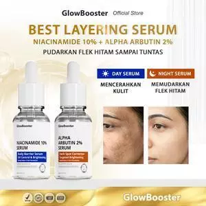 Glow Booster Dark Spot Series - Paket Serum Pencerah Wajah [BPOM] Niacinamide 10% + Alpha Arbutin 2% + Vitamin C - Bantu Pudarkan Flek Hitam, Bekas Jerawat & Kulit Kusam