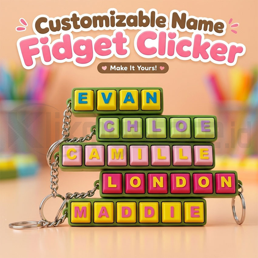 Jual Clicker Keyboard Custom Nama Gantungan Kunci Fidget Keycap ...