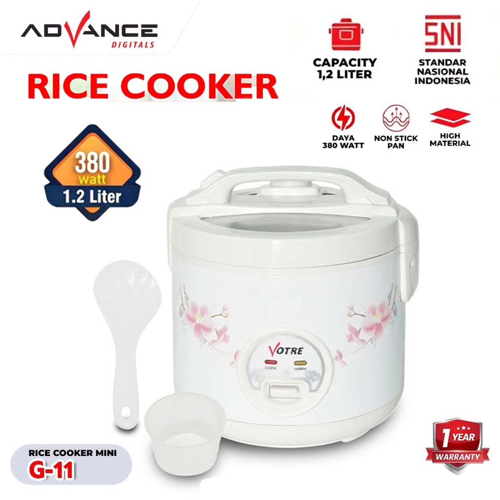 Advance Rice Cooker Mini 1.2L 380W  low watt  3 in 1 Penanak Nasi Serbaguna 06/11