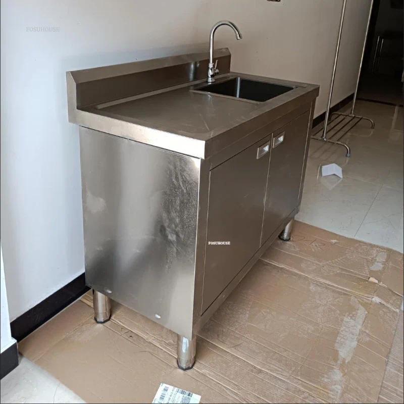 Jual Stainless Steel Kitchen Sinks Cabinet Commercial Dishwashing Sink ...