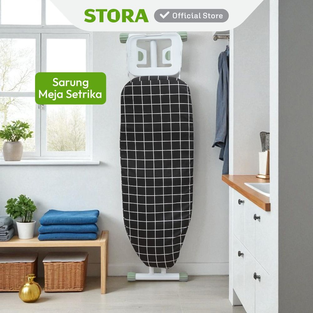 Jual Stora Sarung Meja Setrika graph Check - Hitam Ironing Board Cover ...