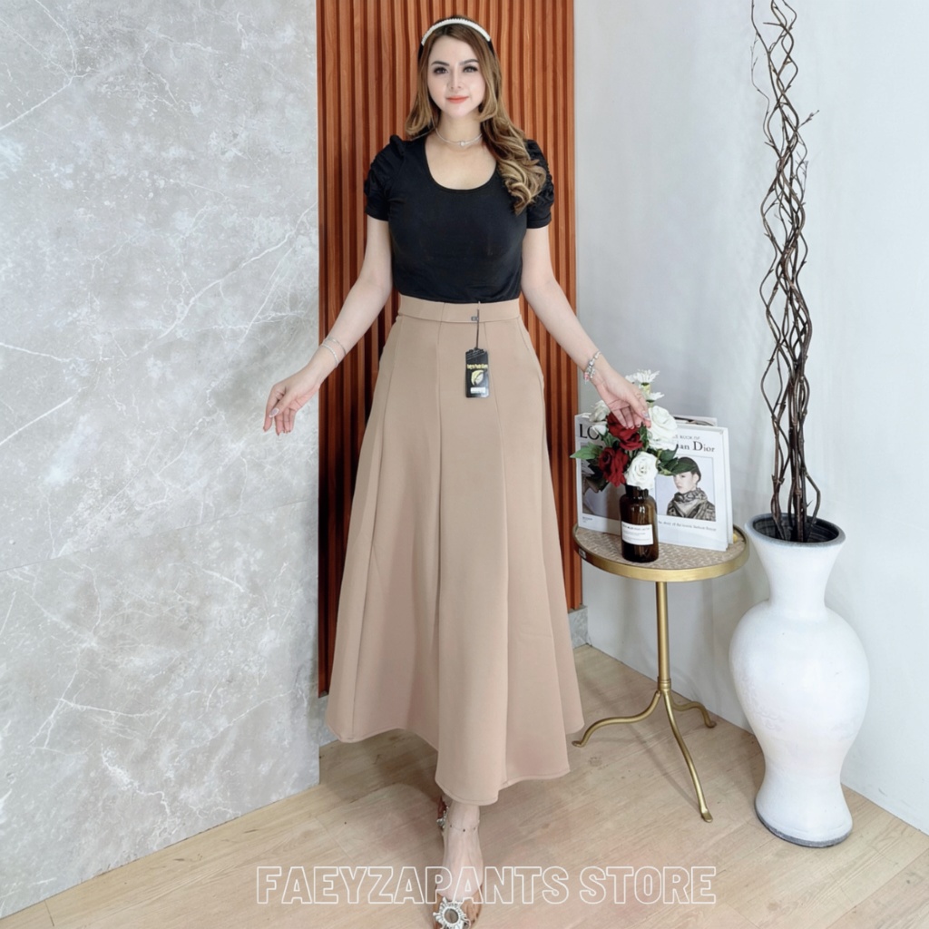 Faeyza - Audy Skirt Rok Payung Korean Loose Maxi Skirt Rok Wanita Anti Kusut Rok Span Flare Wanita Rok Basic Polos Maxi Skirt Rok Panjang Wanita