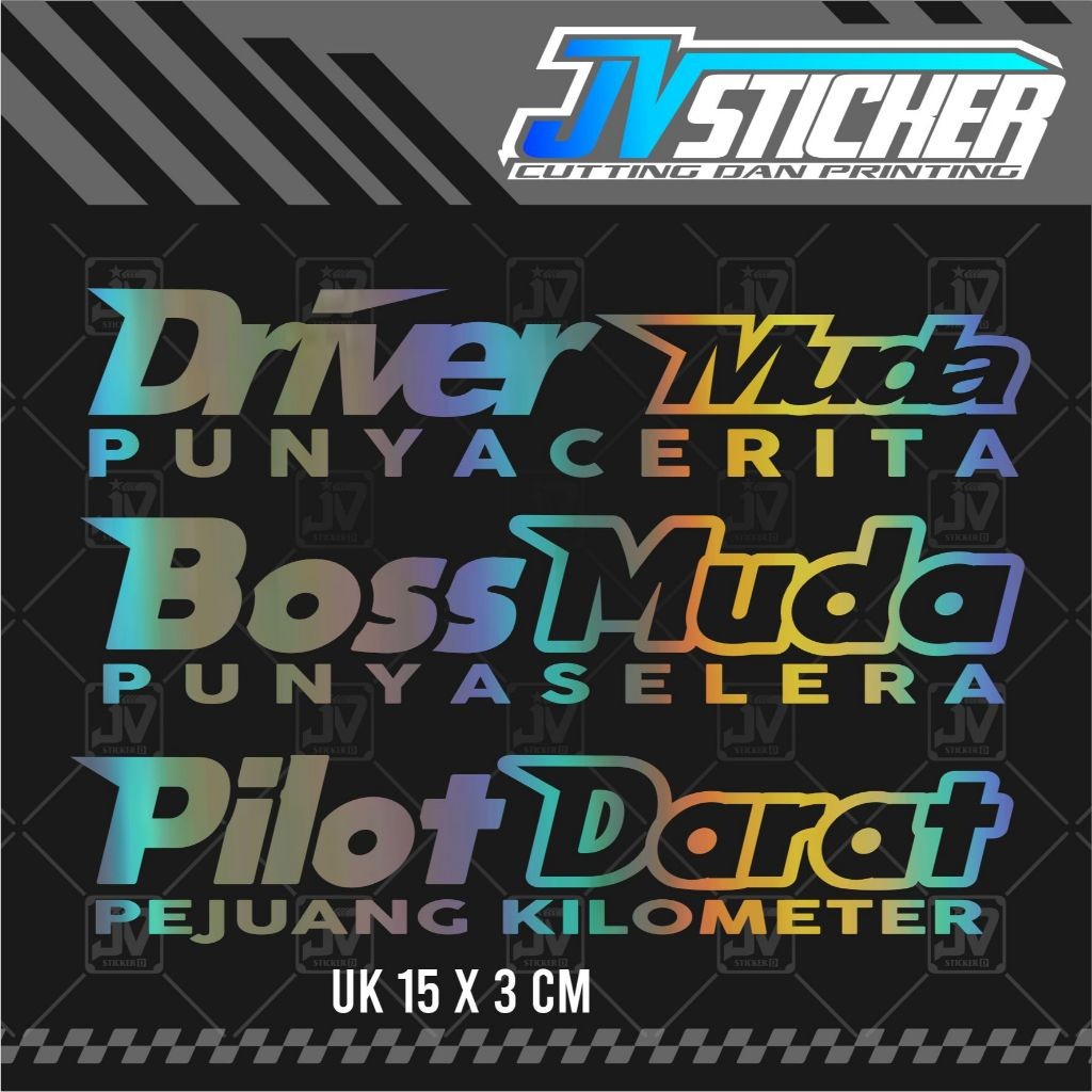 Jual Stiker Bos Muda Pilot Darat Driver Muda Cutting Sticker Motor ...