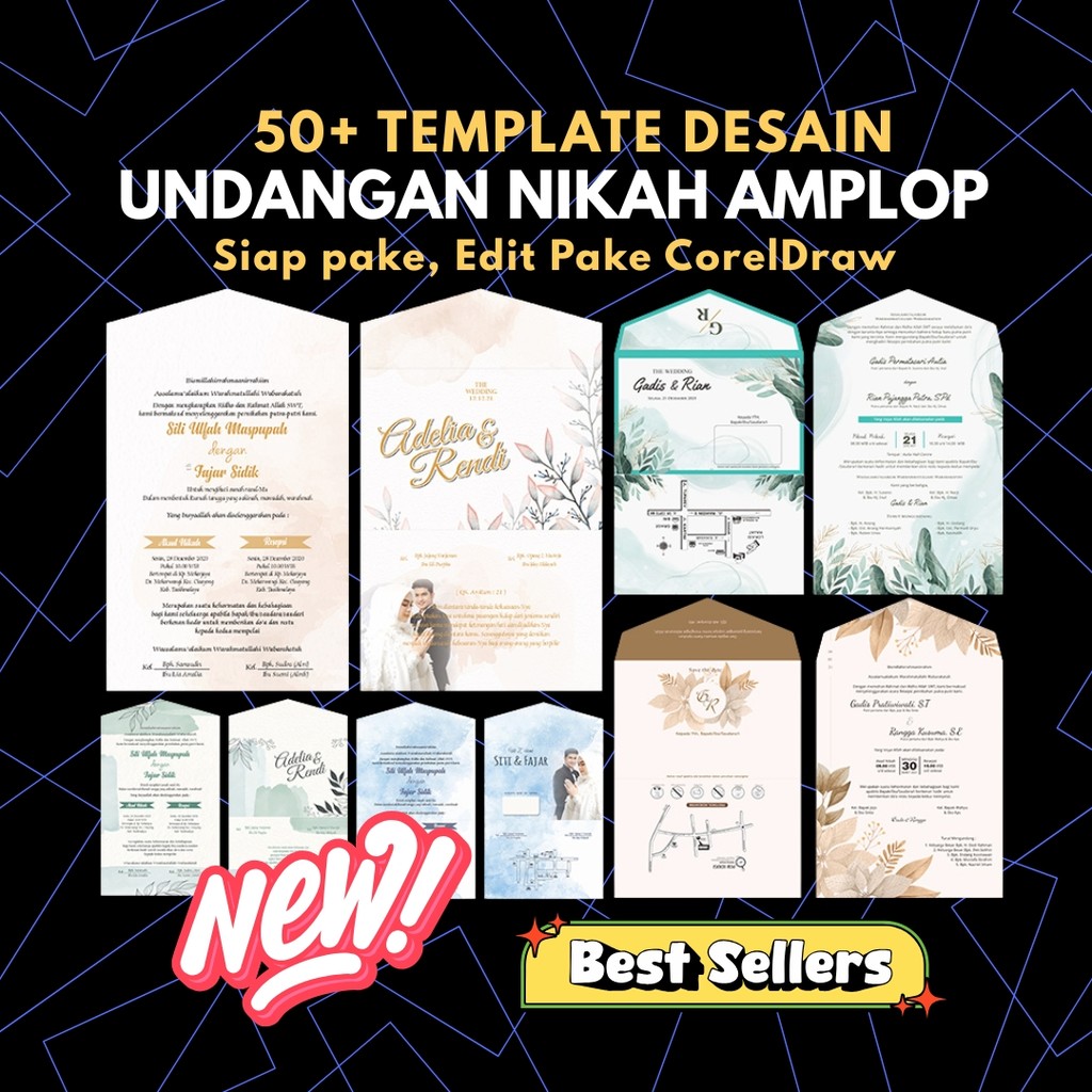 Jual Template Undangan Pernikahan Amplop CDR Desain Rustic Kekinian ...
