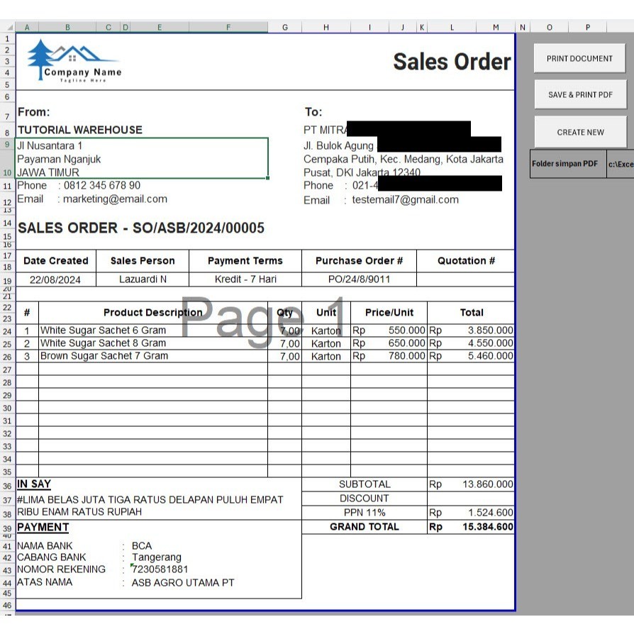 Jual Template Excel PO, Sales Order - Delivery Order - Invoice ...
