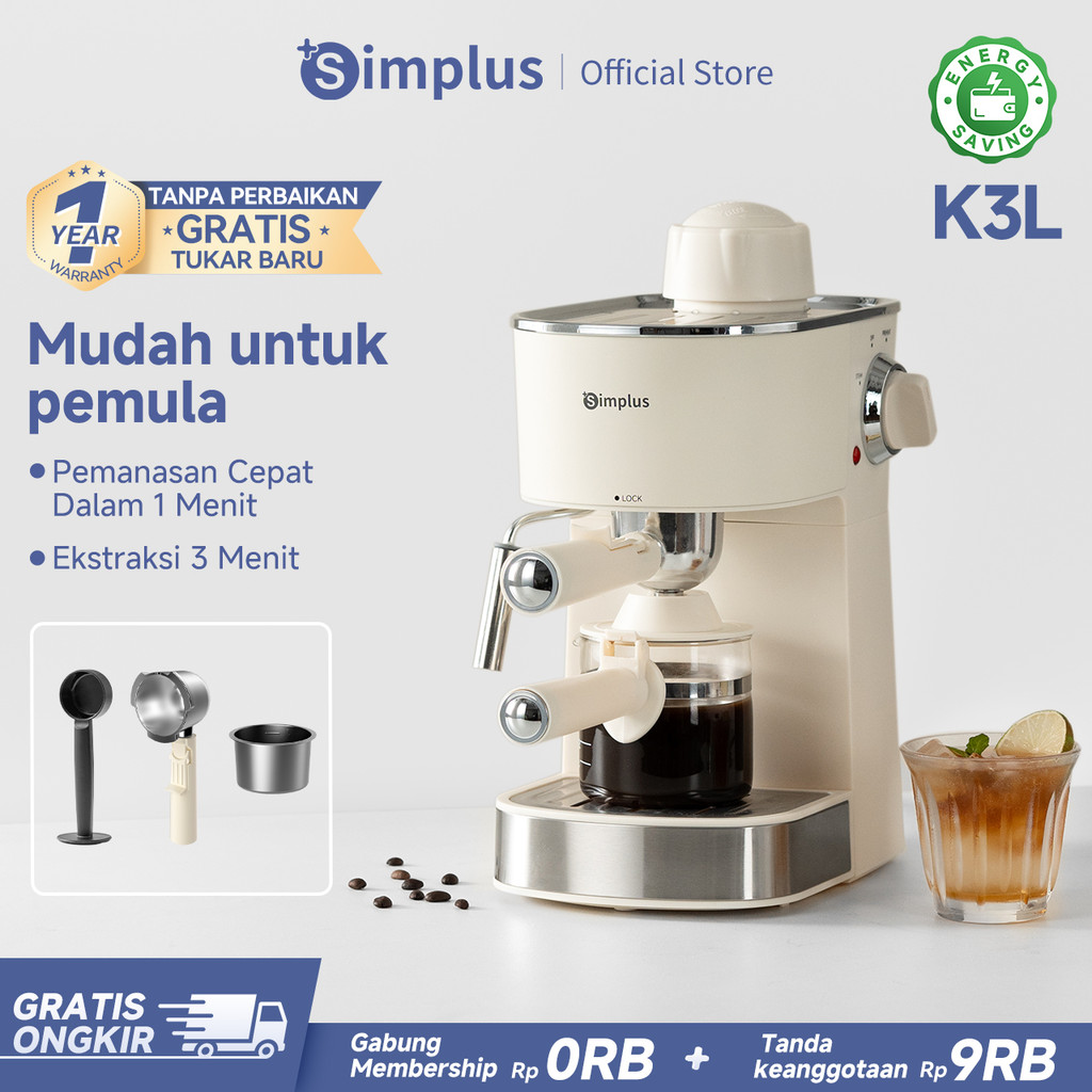 Jual Simplus Mesin Kopi Semi Otomatis 5 Bar 240ml Portafilter 51mm ...