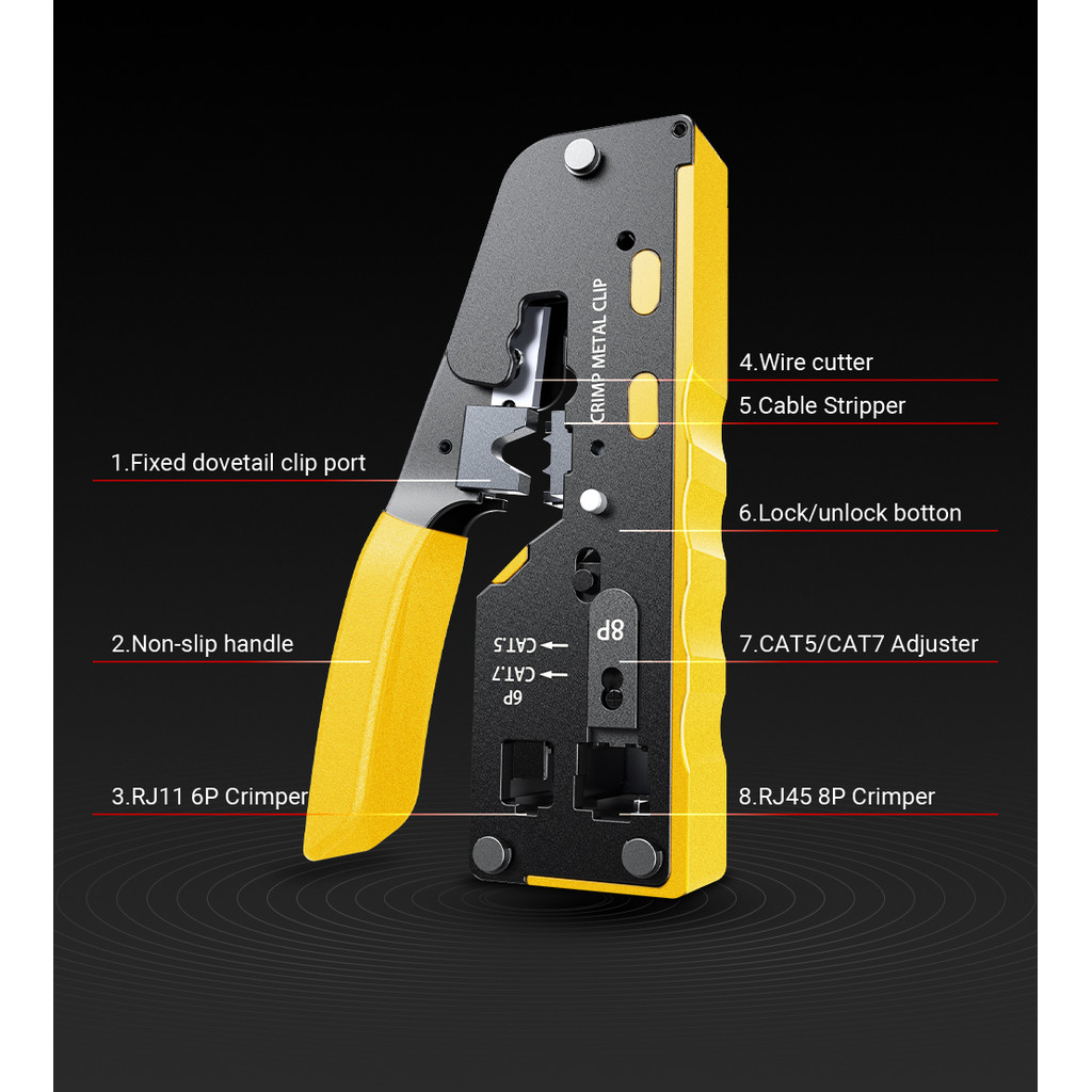 Jual CAT7 RJ45 Crimping Tool, Pass Through RJ11 RJ45 Crimper For CAT6 ...