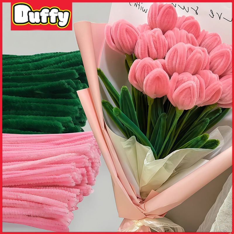 Duffy toys 100Pcs 30Cm Kawat Bulu Mercy Pastel Mix Kawat Bulu Mainan Anak Craft Diy Kerajinan Tangan