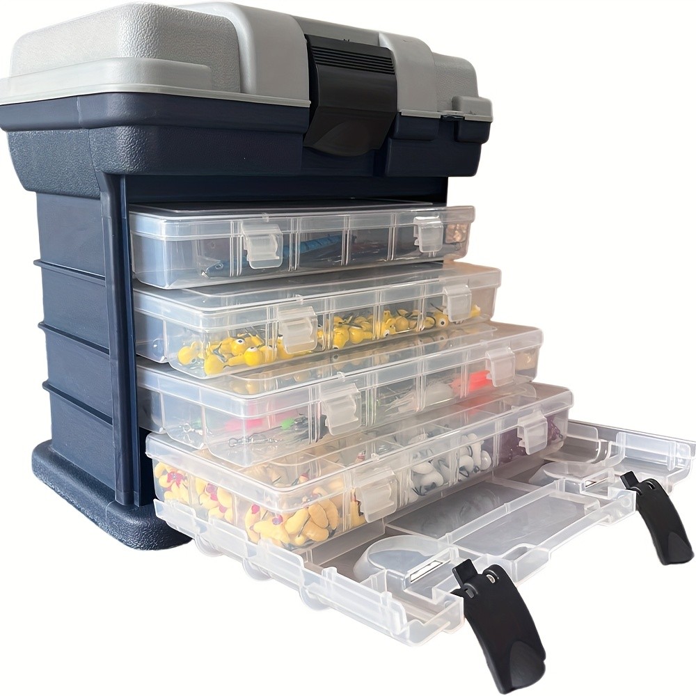 Jual A portable fishing tackle box, a four-layer bait box, a grey ...