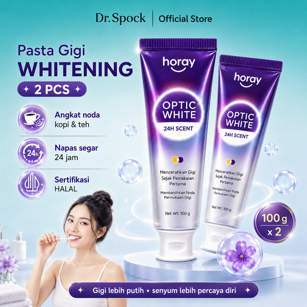 Dr.Spock YG01 Optic White Toothpaste 100g | Pasta Gigi Pemutih Gigi Premium | Membantu Hilangkan Noda Kuning Kopi Teh | Senyum Lebih Cerah