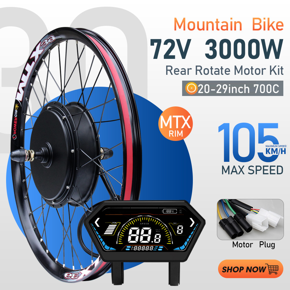 Jual MTX Ebike Conversion Kit 72V 3000W MAX Speed 105km/h Rear ...