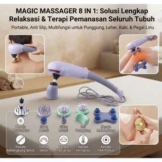 Alat Pijat Magic Massager 8 in 1 Akupuntur Terapi Lengkap Alat Pijat Elektrik Magic Massager 8in1 Mesin Urut Tongkat Getar Pemanas Terapi Kesehatan Seluruh Badan Punggung Leher Kaki Multifungsi Portable Relaksasi Hilangkan Pegal Linu Lengkap Anti Slip