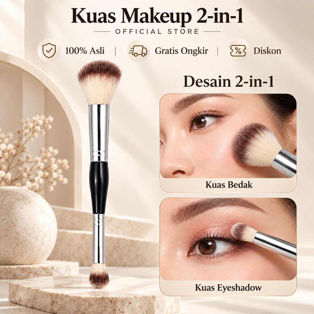Jual Kuas Makeup Double Ended Profesional Kuas Bedak Kuas Blush On Kuas ...