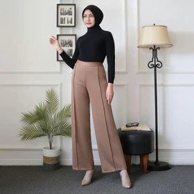 Celana Kulot Bahan Scuba Premium Highwaist All Size Dengan Saku Celana Wanita