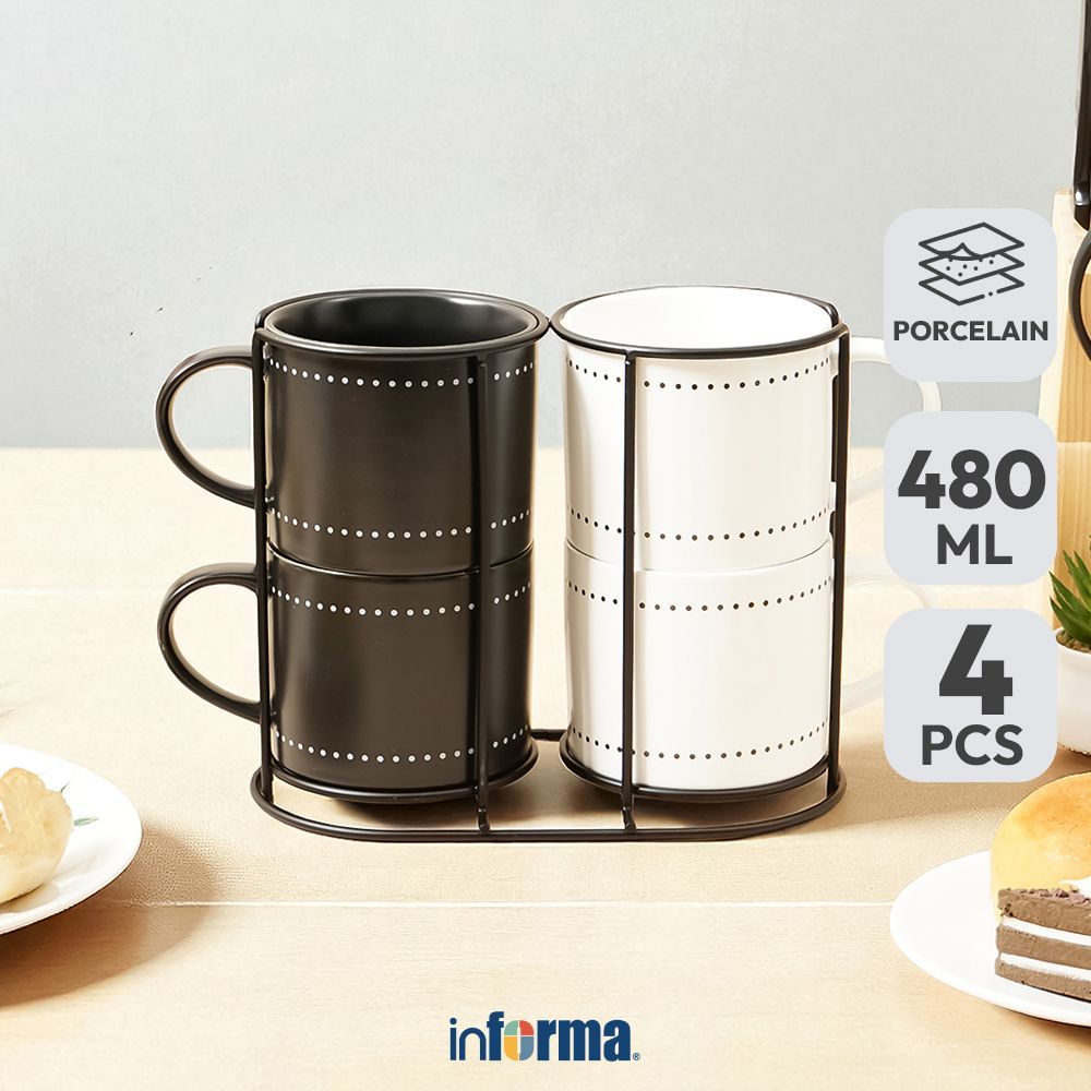 Jual Informa Appetite Brielle Mug Porcelain Dengan Low Rak 480 ml Set 4 ...