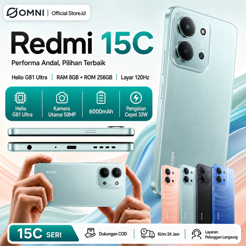 Xiaomi Redmi 15C 6GB/128GB 8GB/256GB HP Android 50MP 6000mAh Baru Original Garansi Resmi Siap COD