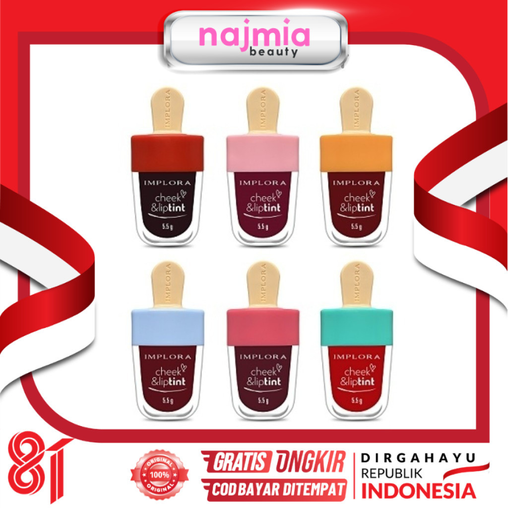 Najmia - Implora Cheek and Lip Tint | Perona Bibir dan Pipi | Tahan lama & Ringan | Ombre Lip l Jelly Tint