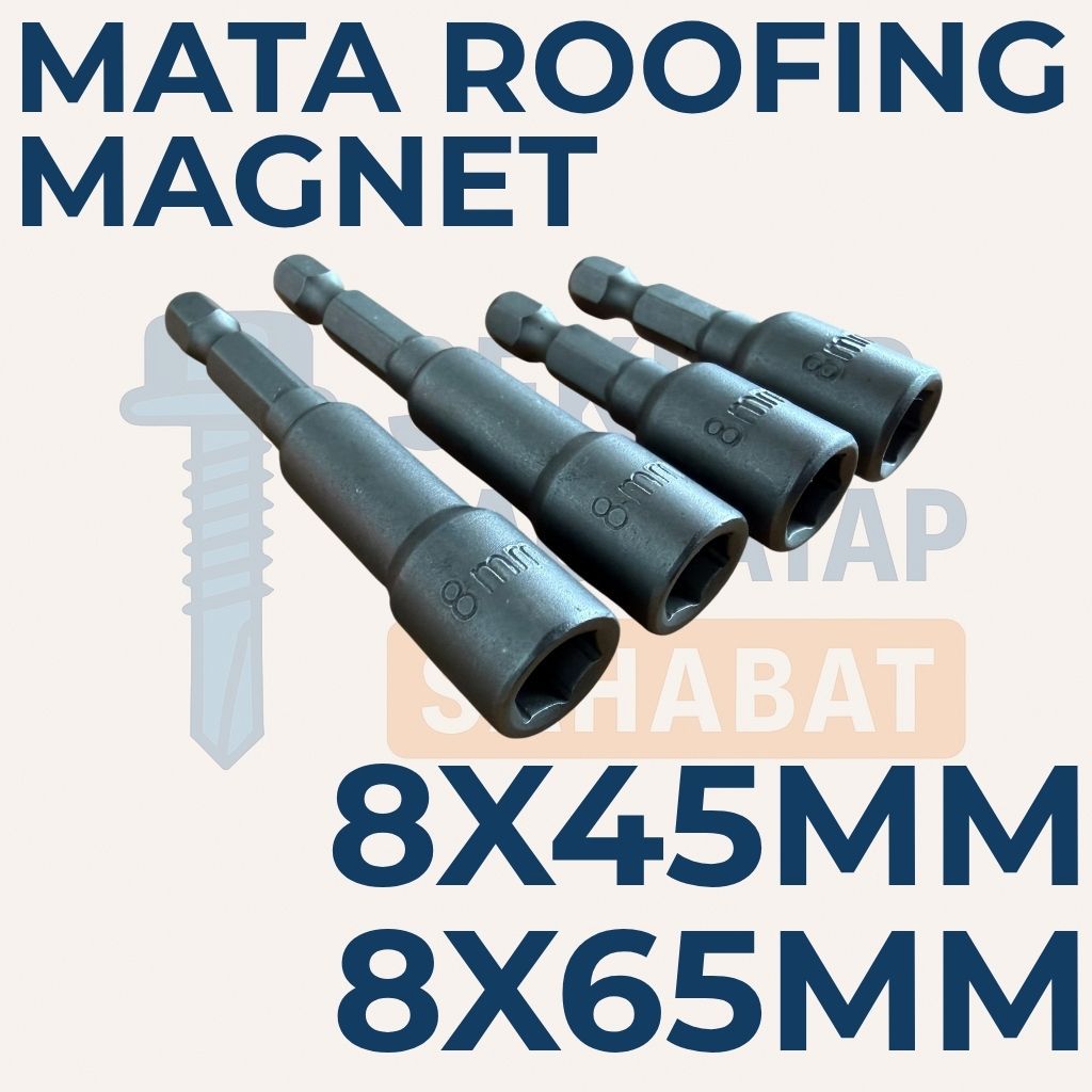 Jual MATA ROOFING MAGNET KEPALA 8mm / 8 Mili / 8x45 / 8x65 / Shok Baut ...