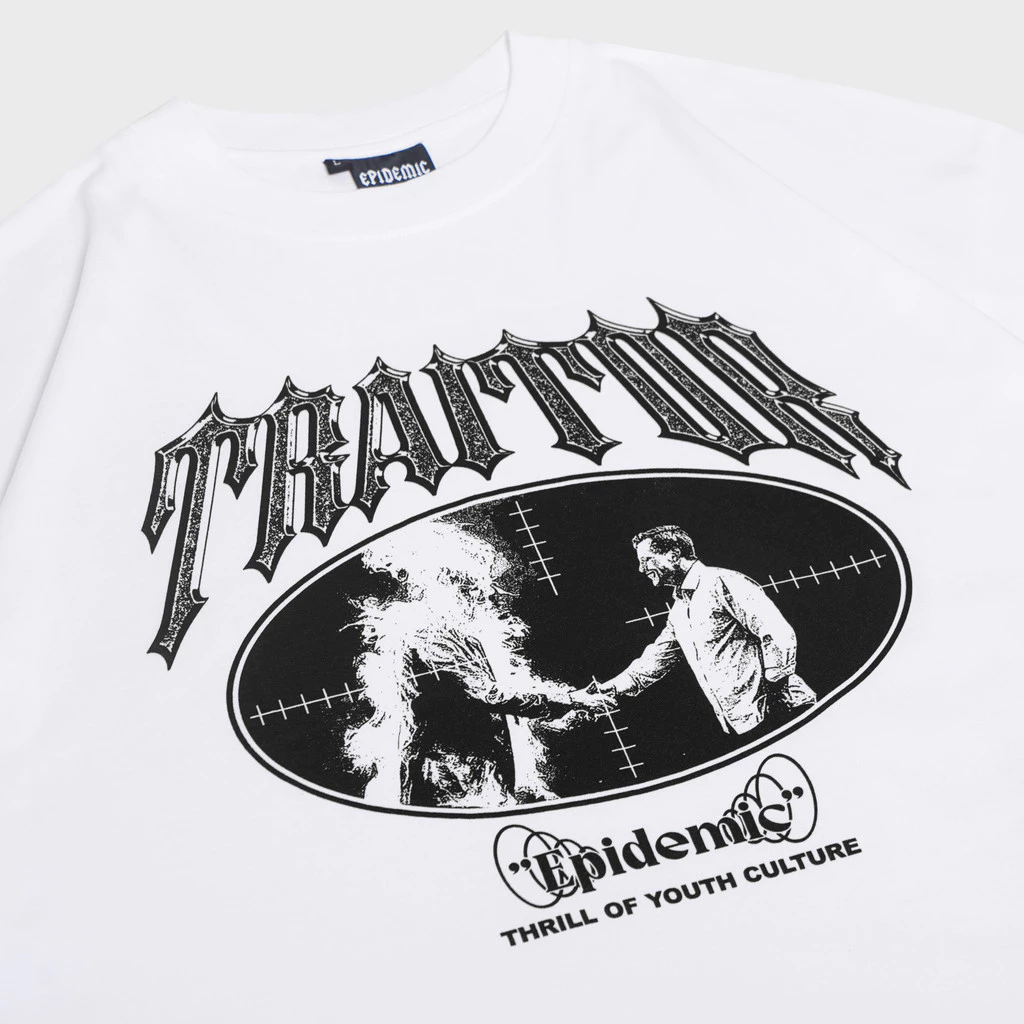 Epidemic Boxy Fit T-Shirt Putih – American Cotton 20s 200 GSM Premium foto 3