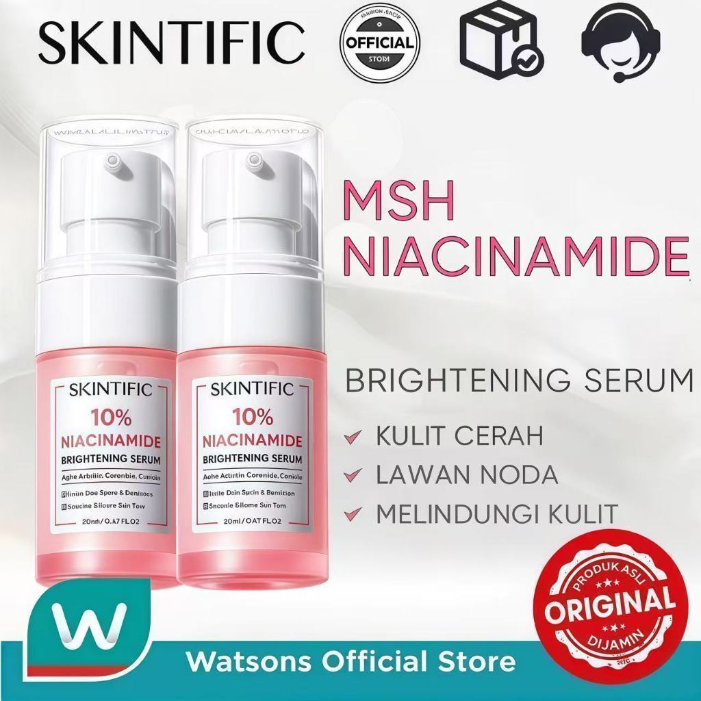 SKINTIFIC - Niacinamide Brightening Serum 20ml | Serum Mencerahkan Dark Spot Tumpas Komedo anti aging Whitening Brightening anti acne Eksfoliasi Mengangkat Sel Kulit Mati Exfoliating with MSH Niacinamide Arbutin Acid Ceramide