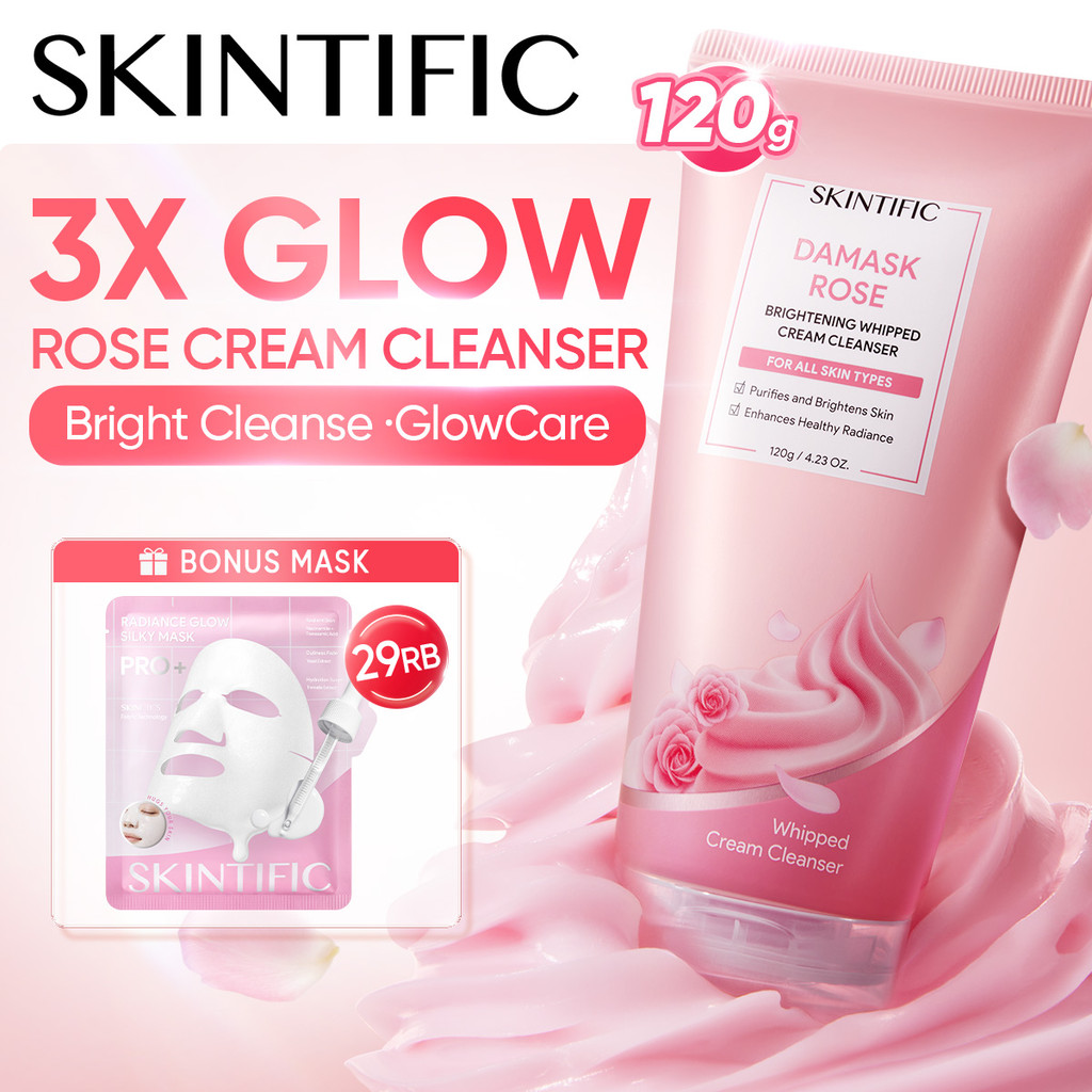 Skintific Damask Rose Cleanser 120g Brightening Foamy