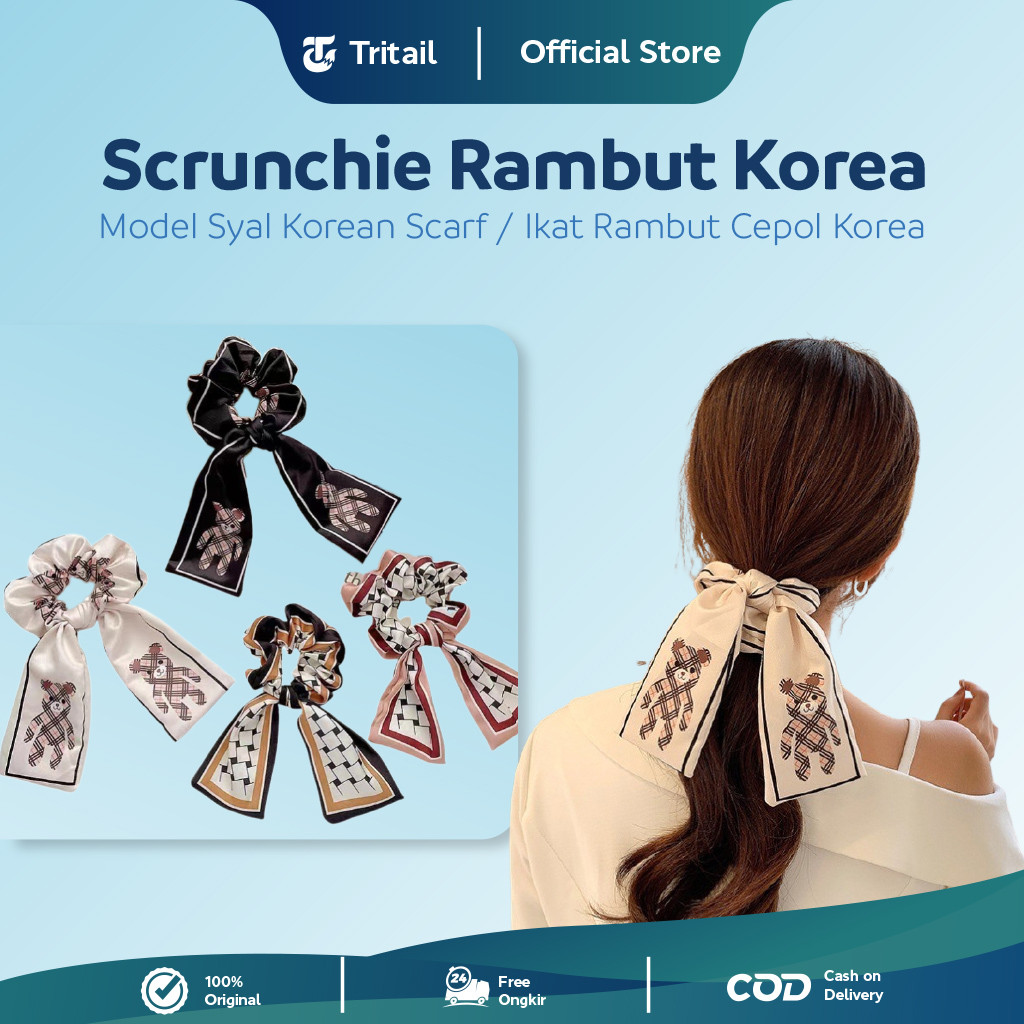 Jual Tritail - Scrunchie Rambut Model Syal Korean Scarf Ikat Rambut ...