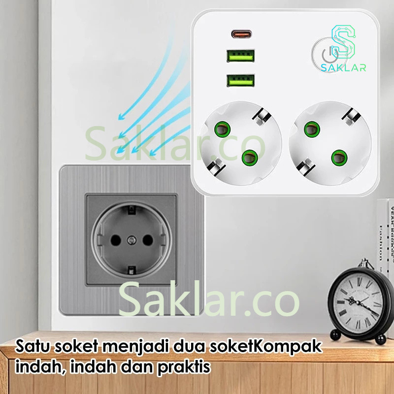 Jual Saklar Power Strip Power Socket stop kontak dinding Usb Charger ...