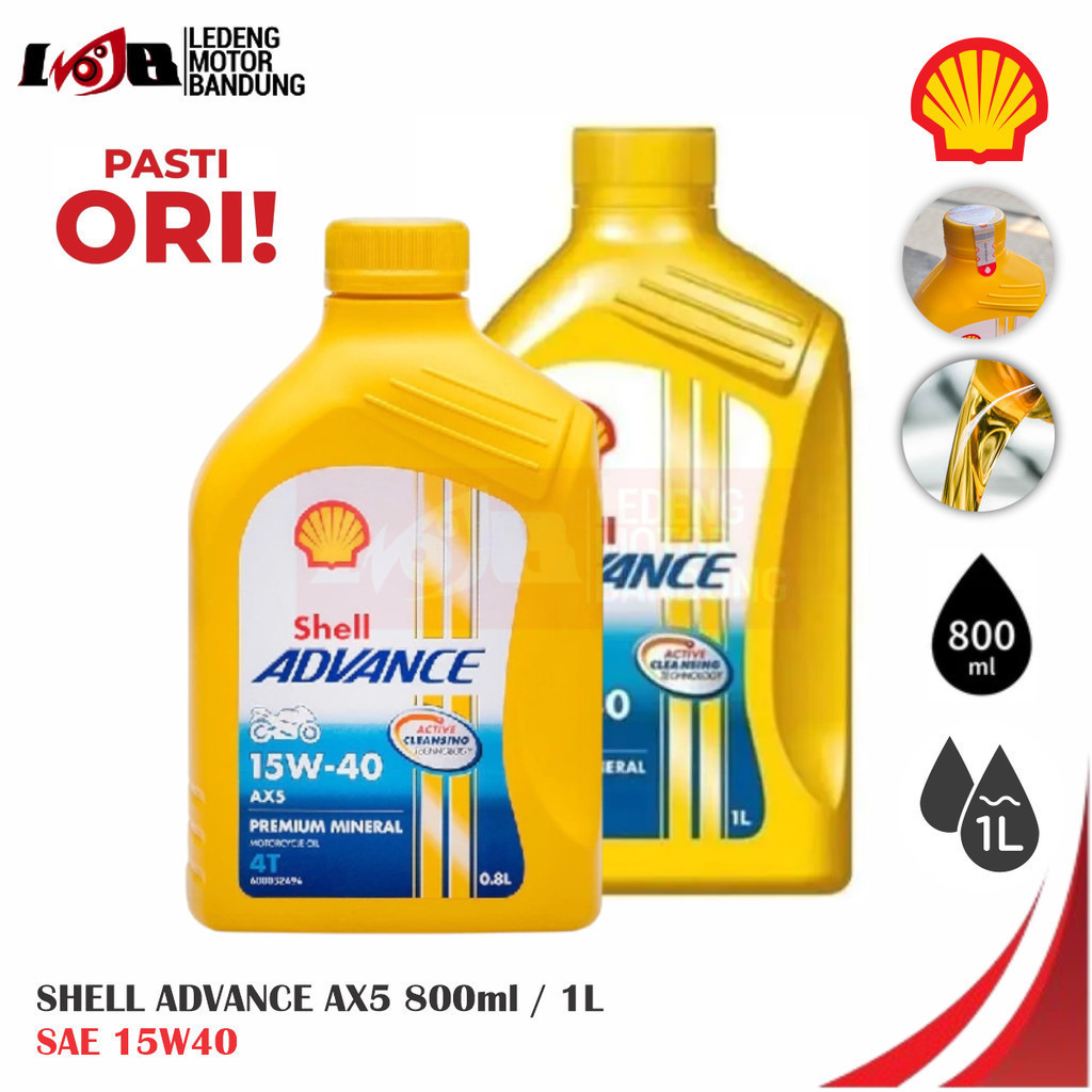 Jual Shell Advance AX5 SAE 15W40 Oli Motor Bebek 800 ml Sport 1 liter ...