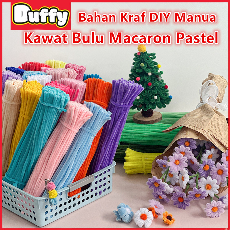 Duffy toys 100Pcs 30Cm Kawat Bulu Mercy Tebal Mix Mainan Anak Craft Diy Kerajinan Tangan
