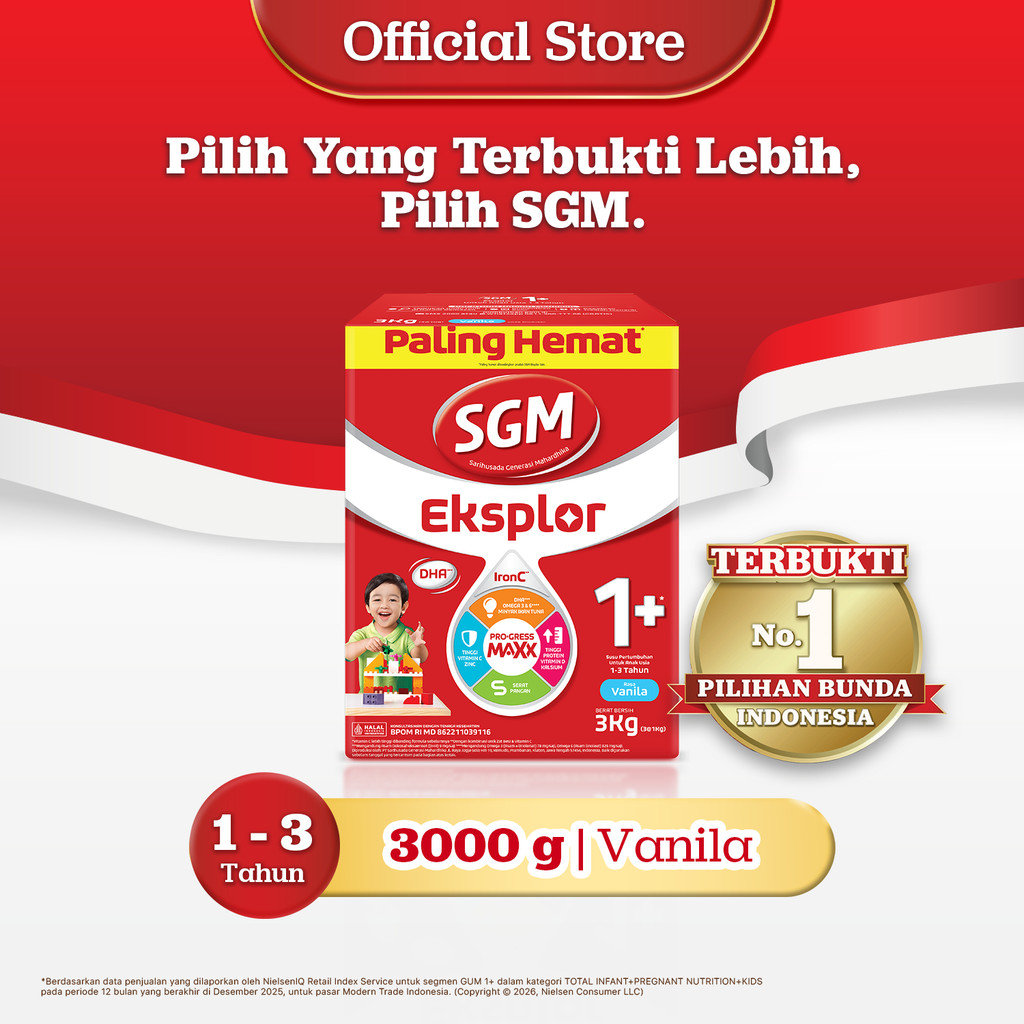 SGM Eksplor 1+ dengan IronC Susu Pertumbuhan Rasa Vanilla 3000GR
