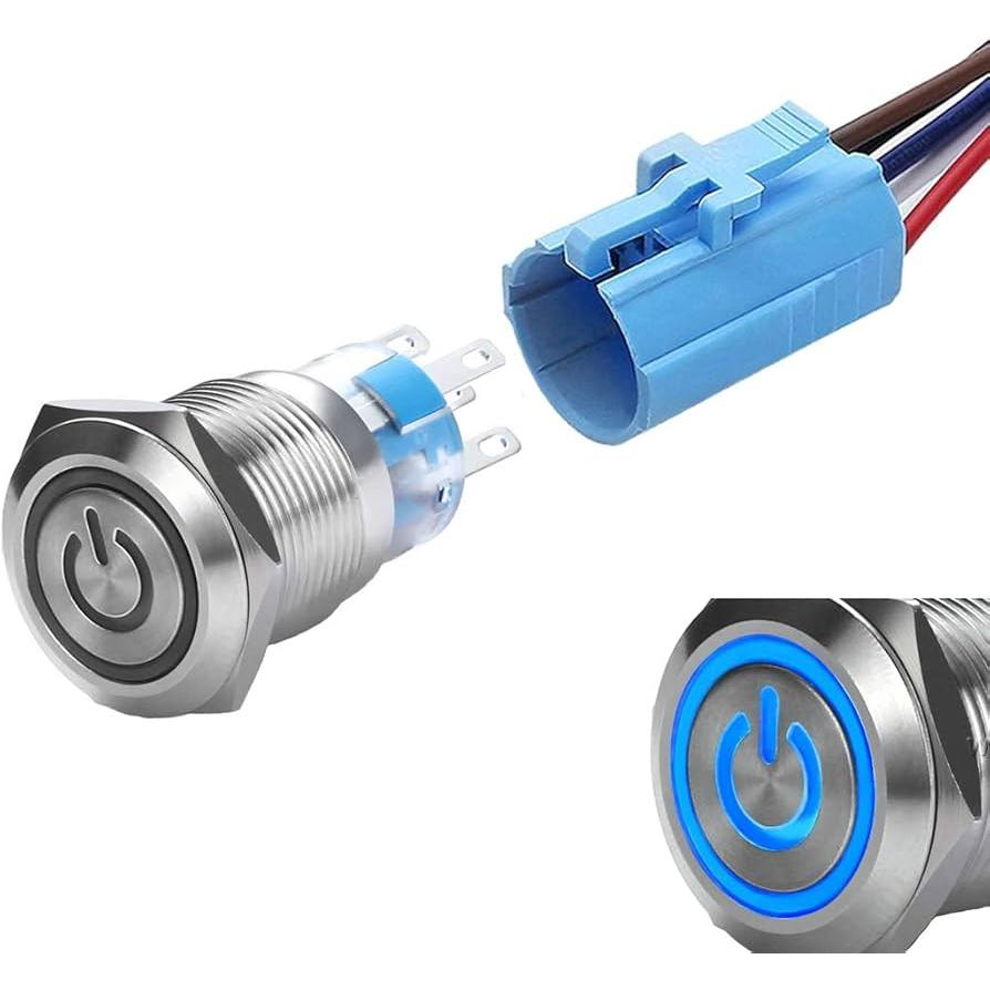 Jual Saklar On Off LED Stainless Tombol Lock Push Button Switch Power ...