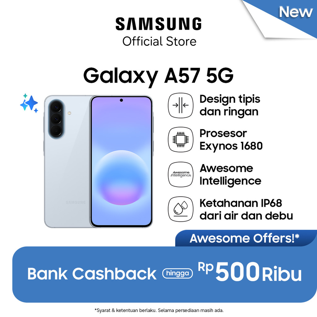 Samsung Galaxy A57 5G 12/256GB - Awesome Icyblue | Hp AI | IP68 | 5000 mAh
