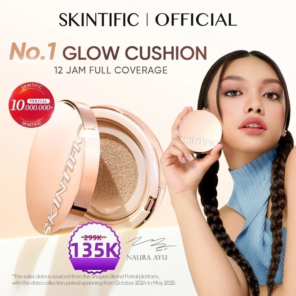[Original] SKINTIFIC - Cover All Perfect Cushion 11ml | Dewy Finish Make Up Bedak Glowing BB CC Cream Refill High Coverage Foundation Poreless Korean Glass Skin Menyamarkan Pori-Pori Satin Make up