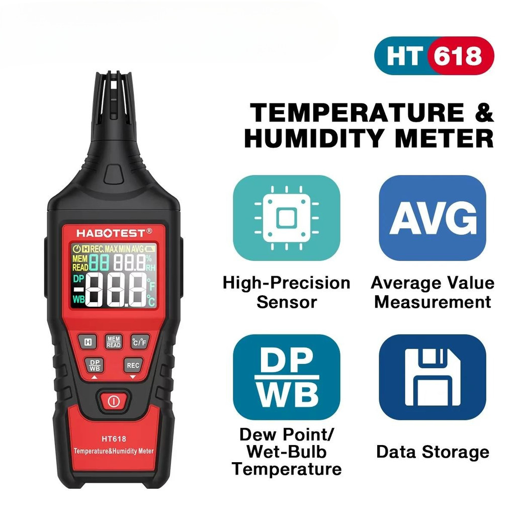 Jual HT618 Digital Psychrometer Thermometer Hygrometer with Backlight ...