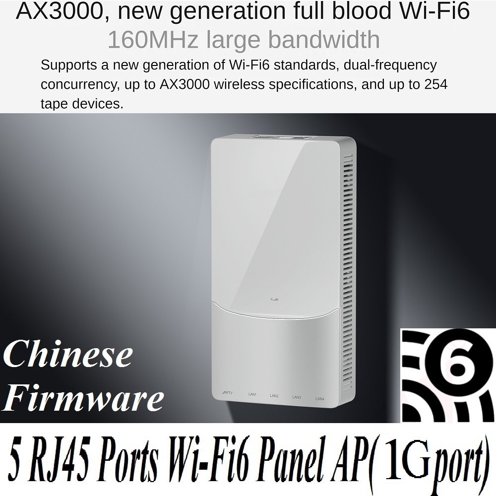 Jual 5*1000M RJ45 Port 3000Mbps in Wall AP WiFi6 Indoor AP 802.11AX ...