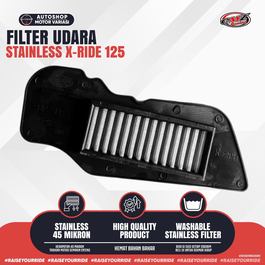 Jual Filter Udara X-Ride 125 Injeksi Stainless 45 Mikron Bisa Dicuci ...