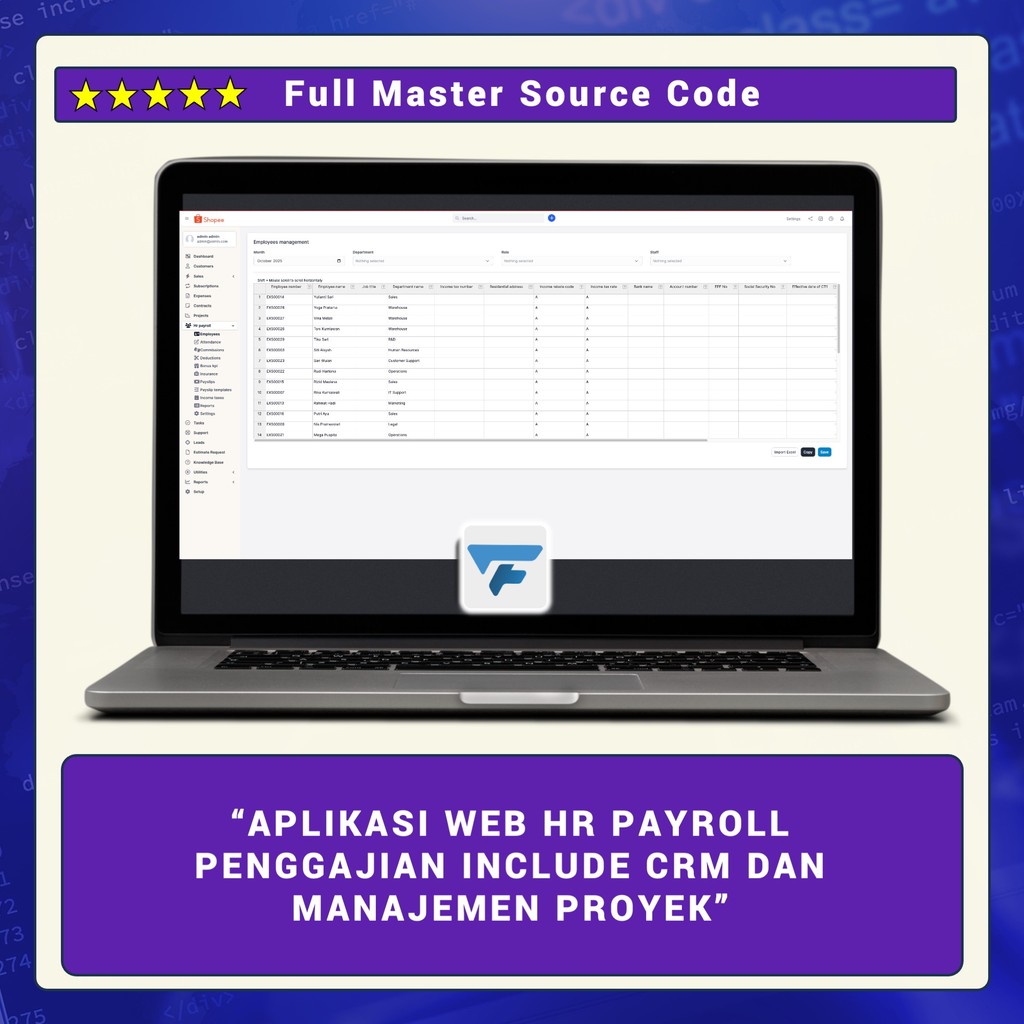 Jual SOURCE CODE APLIKASI WEB PAYROLL PENGGAJIAN INCLUDE CRM DAN ...