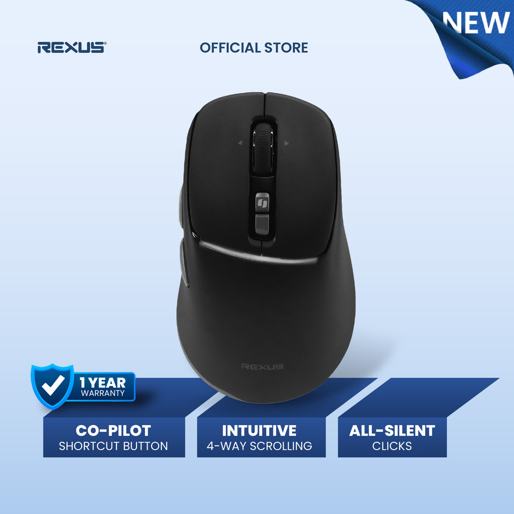 Rexus Nava Pro Q15 Mouse Office Wireless Silent Click - Ergonomic Shape with Co-Pilot