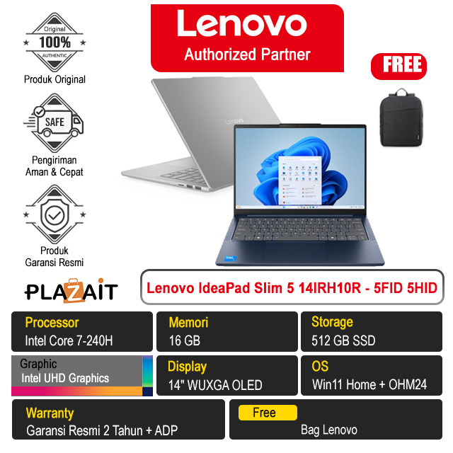 Jual Lenovo IdeaPad Slim 5 14IRH10R 5FID 5HID Core 7-240H 16GB 512GB ...