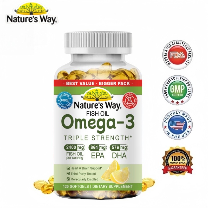 Jual Omega 3 Fish Oil Capsules 2400mg EPA & DHA Fatty Acids Supplement ...