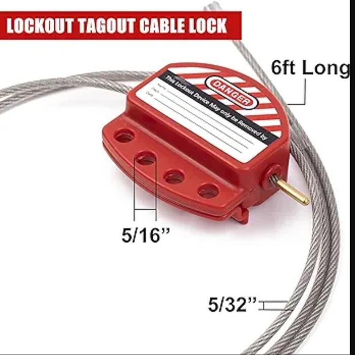 Jual Adjustable Lockout Tagout Steel Cable with Vinyl Coated,1/4 ...