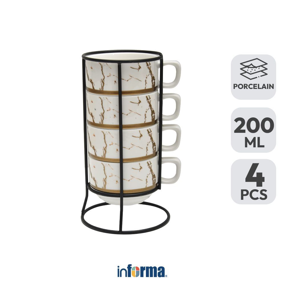 Jual Informa Appetite Mug Porcelain Stackable Dengan Rak Marble 200 ml ...