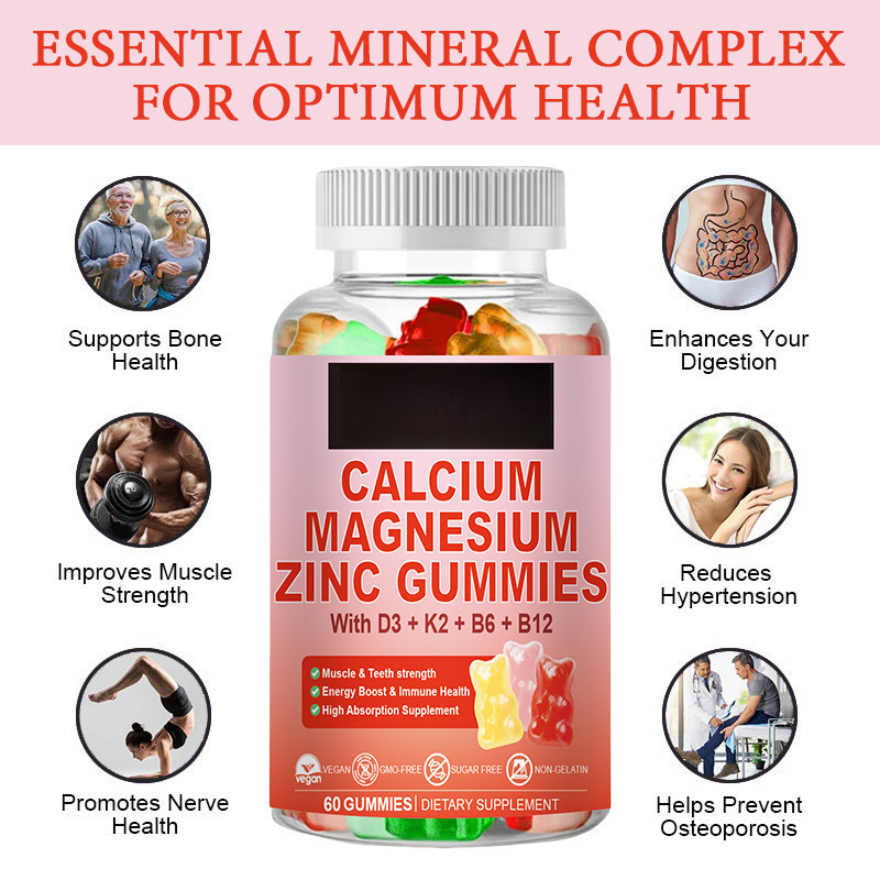 Jual Calcium Magnesium Zinc Gummies 60pcs with Vitamin D3 K2 B6 B12 ...